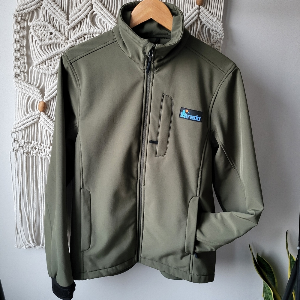 Laredo green gorpcore core weather resistant Funnel Neck jacket fleece lining